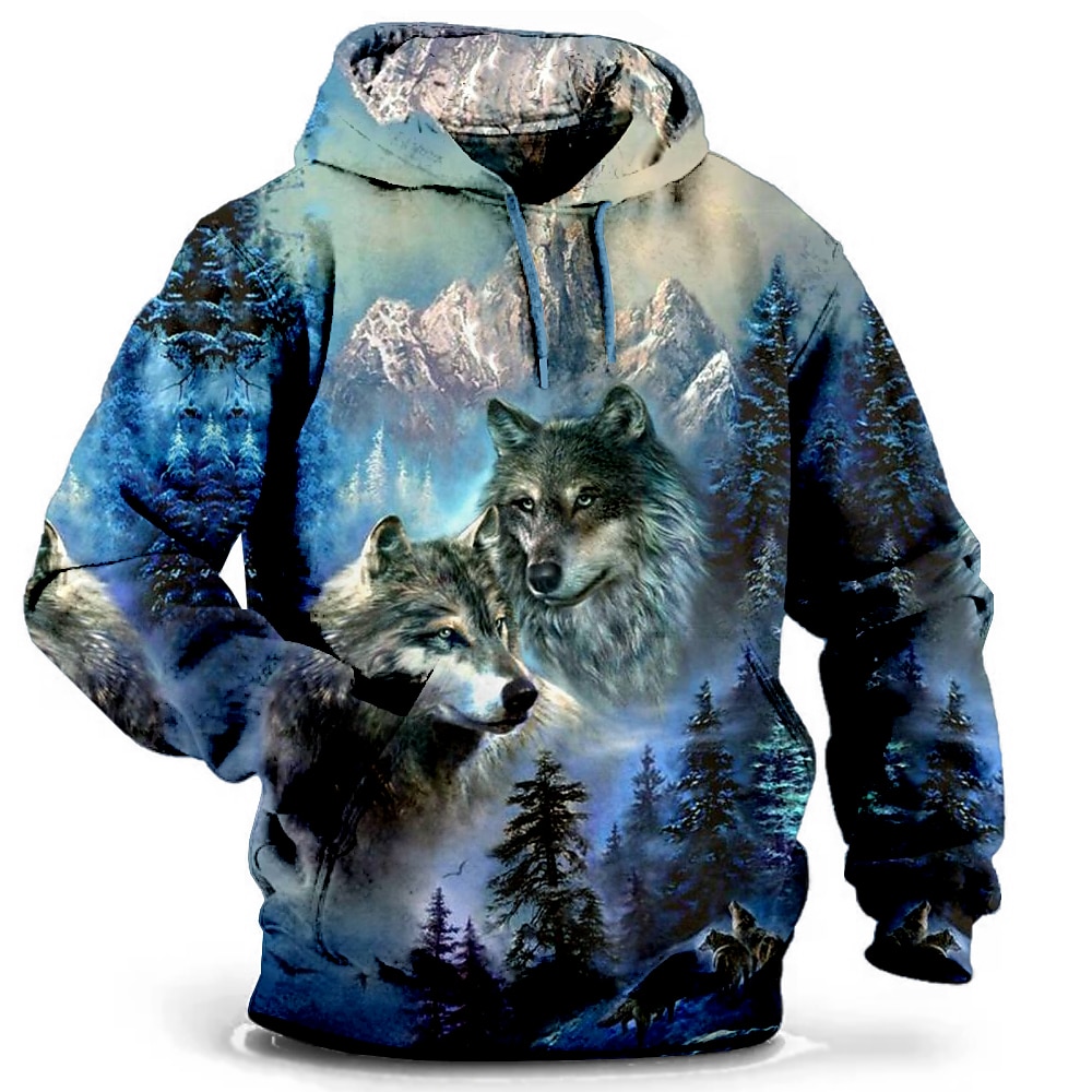 Per uomo Lupo Stampa 3D Felpa con Cappuccio Felpa con cappuccio Felpe con cappuccio Manica Lunga Felpa con cappuccio Con Cappuccio Moda Vacanza Lavoro Abbigliamento quotidiano Grigio verde Bianco e del 2025 a $13.99 –P11