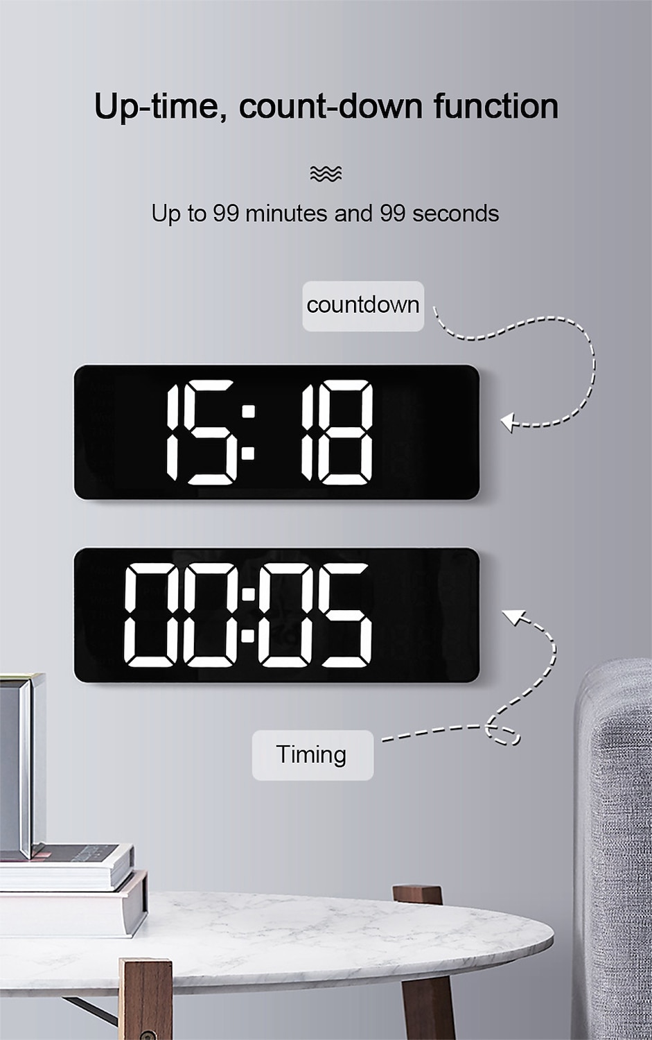 grote digitale wandklok afstandsbediening temp datum week display power off geheugen tafelklok wandgemonteerde dubbele alarmen led klokken 2025 - $81.99 –P5