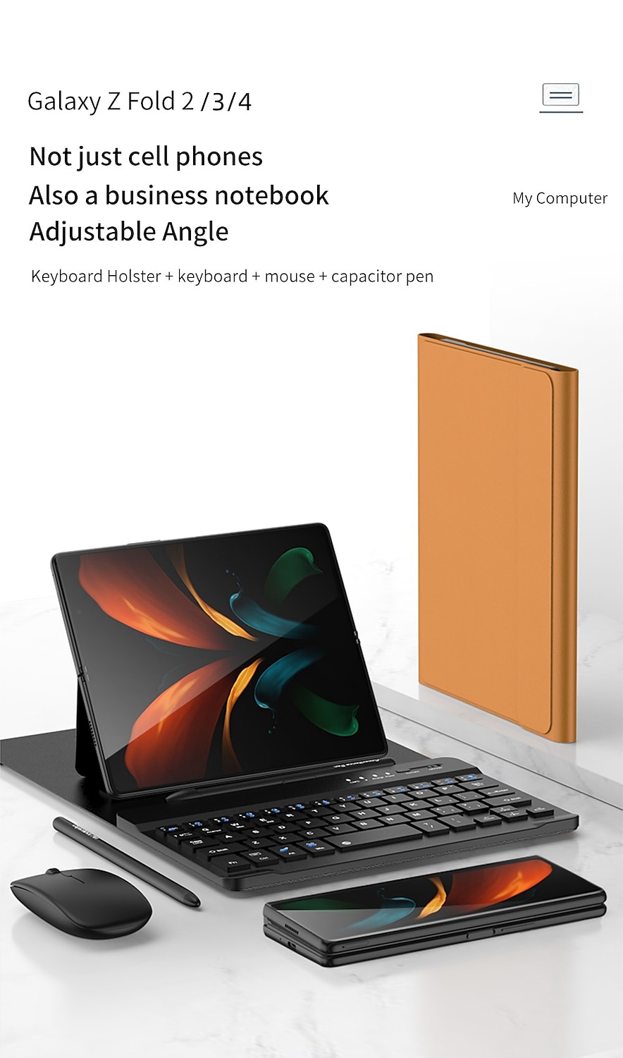 телефон Кейс для Назначение SSamsung Galaxy Z-образный сгиб 7 Z-сгиб 6 Z Fold 5 Z Fold 4 Z Fold 3 Кейс на заднюю панель Противоударная рамка Флип с клавиатурой Однотонный ПК 2025 - $48.99 –P1
