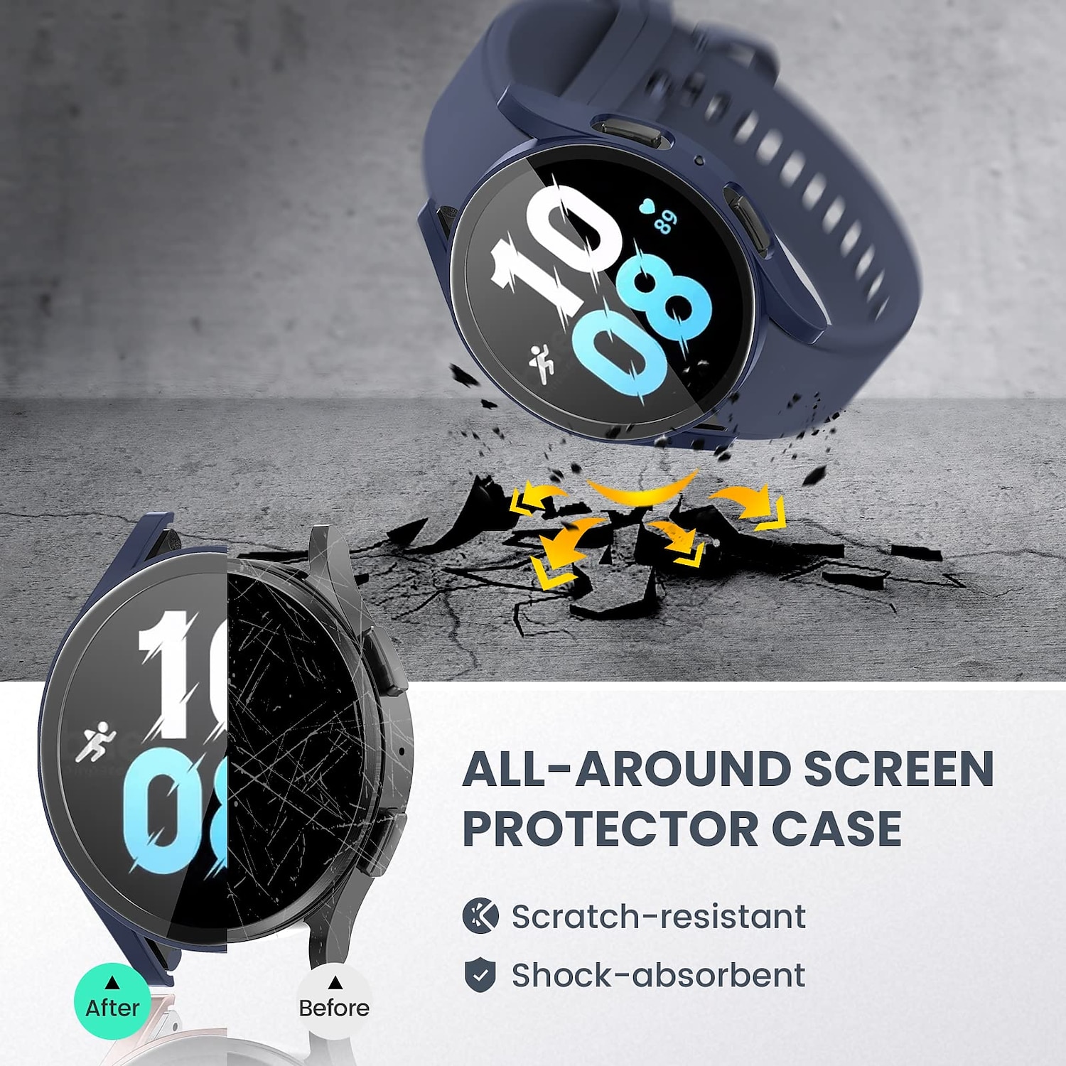 3 عبوات مشاهدة حالة مع حامي الشاشة متوافق مع Samsung Galaxy Watch 5 40mm / Watch 5 44mm / مشاهدة 4 40 مم / مشاهدة 4 44 مم مقاومة للخدش وعر، خشن، قاس غطاء كامل ممتص الصدمات زجاج مقوى / جهاز كمبيوتر صلب 2025 - $13.99 –P5
