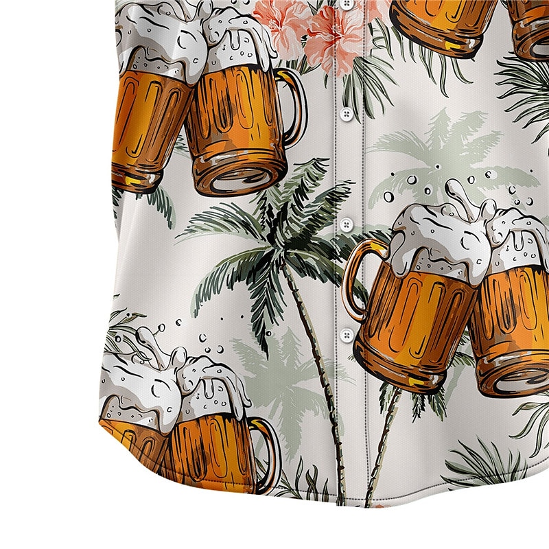 Herre Grafiske trykk Øl Blader Skjorte Hawaii skjorte Aloha skjorte Kortermet Tropisk Mote Hawaiisk Gate Avslappet Hawaiisk Sommer Vår Aftæpning Trykt mønster Knapp ned Gul Rosa Militærgrønn Navybl 2025 - $24.99 –P2