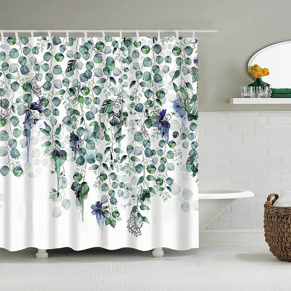 Závěs na sprchu s háčky 180cm*180cm(70"*70") Polyester pratelný voděodolný vzor rostlinného listu 2025 - $27.99 –P12