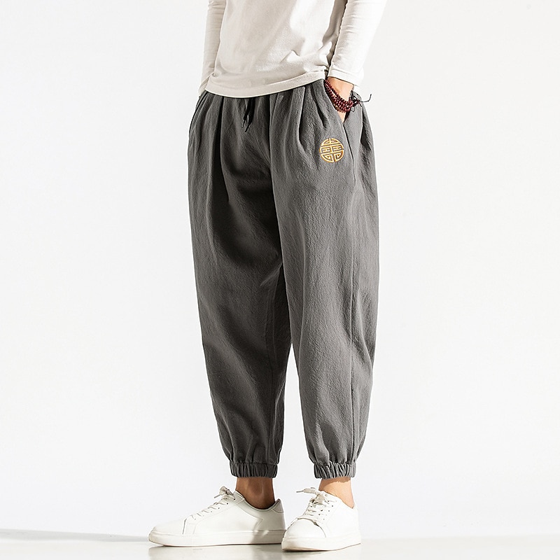 Men's Trousers Summer Pants Beach Pants Harem Pants Casual Pants Drawstring  Elastic Waist Print Graphic Prints Comfort Breathable Casual Daily  Streetwear Linen Cotton Blend Sports Fashion Loose Fit 2024 - $19.49