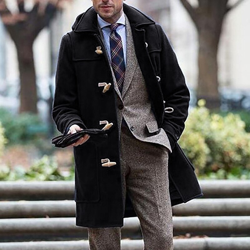 Hombre Abrigo de invierno Sobretodo Peacoat Calle Negocio Invierno Poliéster Resistente al Viento Mantiene abrigado Ropa de calle Ropa Ropa de calle Casual no imprimible Color sólido Bolsillo Cuello 2025 - $50.99 –P2