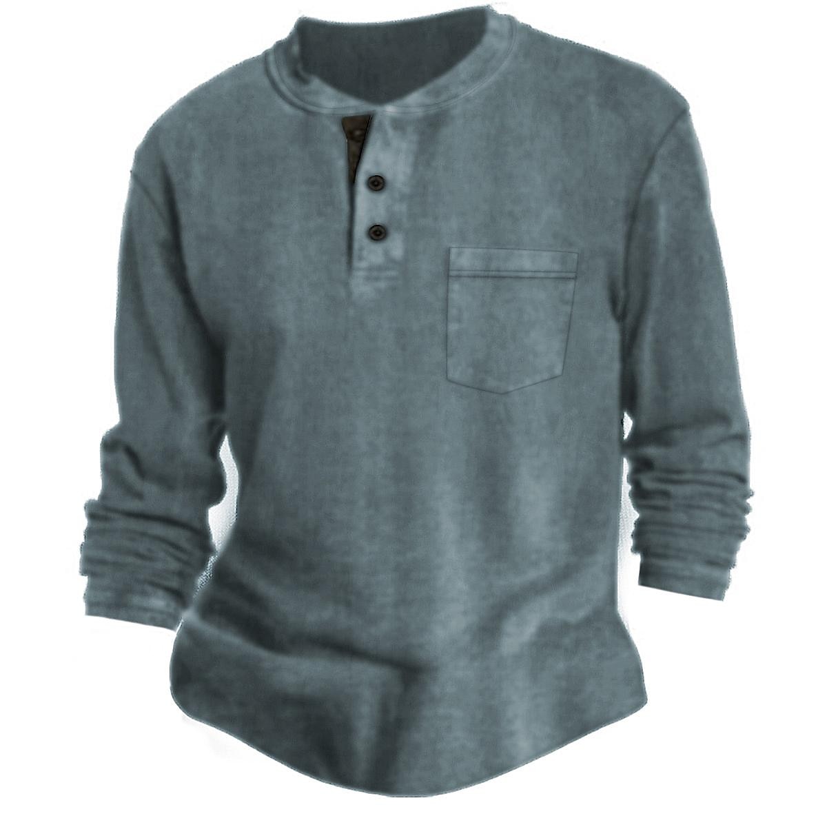 Herren T Shirt Henley Shirt langarmshirt Glatt Rundhalsausschnitt Strasse Täglich Langarm Button-Down Bekleidung Modisch Designer Brautkleider schlicht Komfortabel 2025 - $21.99 –P6