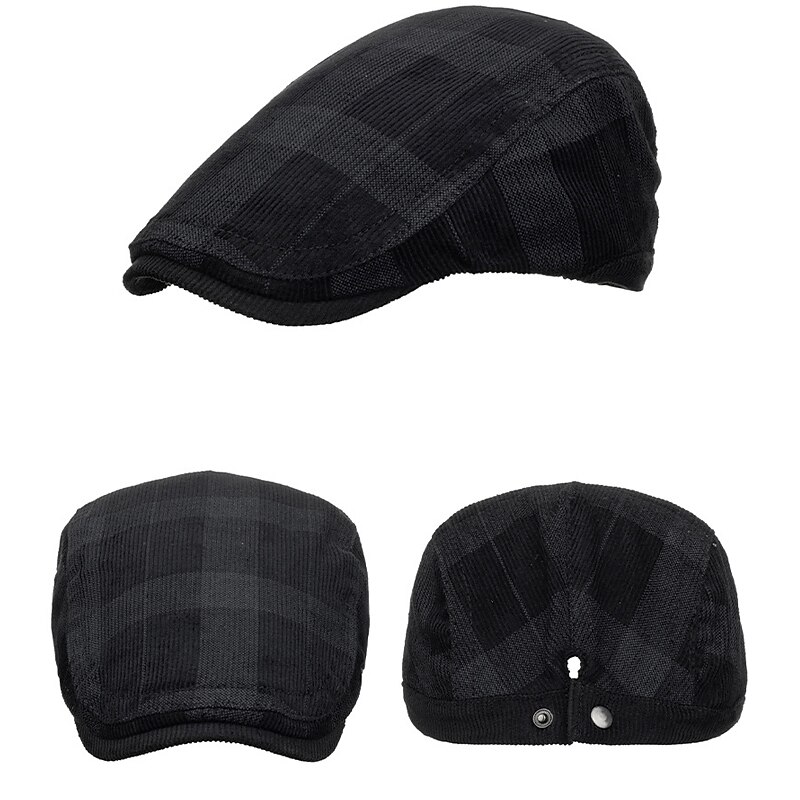 Herr Platt mössa Tweed Keps Svart Mörk marin Bomull 1920-talets mode Traditionell / Klassisk Friluftskläder Ledigt / vardag Pläd / Rutig 2025 - $14.49 –P7