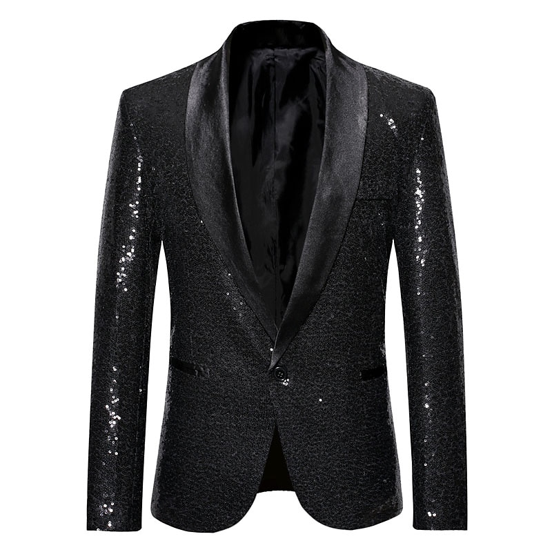 Men's Blazer Cocktail Party Bar Shining Outdoor Pocket Sequin Fall Winter Plain Stylish Warm Ups Shawl Collar Black Silvery Wine Royal Blue Gold Jacket 2025 - $63.99 –P3