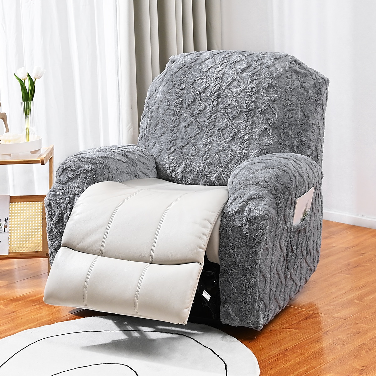 1 sete fløyel lenestoltrekk, stretch jacquard lenestoltrekk for 1 pute lenesofa, 1 sete lenestol sofatrekk, veldig myk, maskinvaskbar 2025 - $54.99 –P6