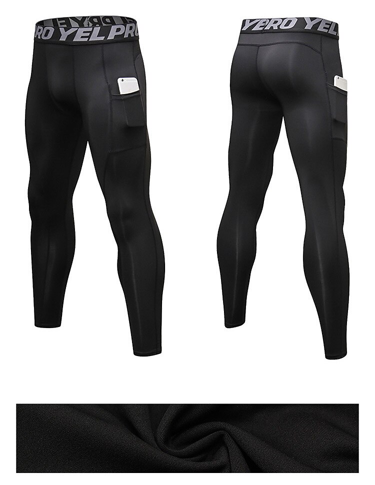 Men's Compression Pants Running Tights Leggings with Phone Pocket Base  Layer Athletic Winter Spandex Breathable Sweat wicking Power Flex Fitness Gym  Workout Running Skinny Sportswear Activewear Solid 2024 - $14.49