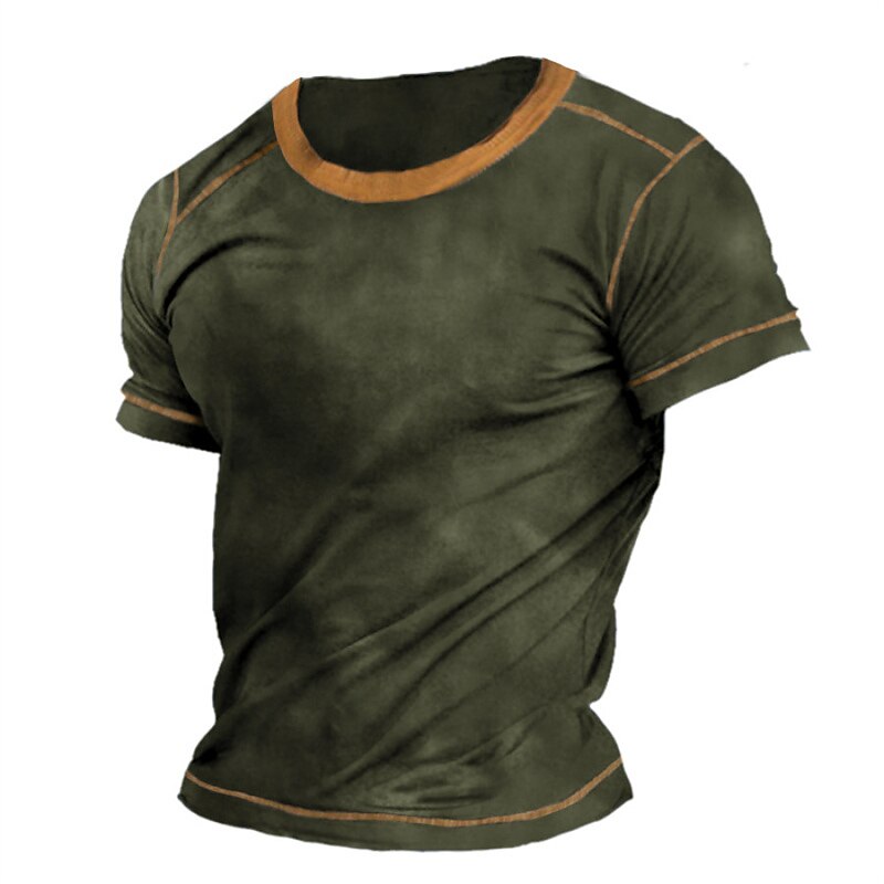 Men's T Shirt Short Sleeves Crew Neck Summer Plain / Solid Designer Basic Modern Contemporary Vacation Street Going out Black Brown Grey Top Tee for Men 2025 - $13.49 –P4