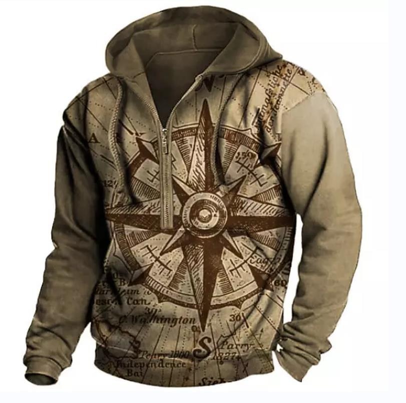 Hombre Estampados Sudadera Sudaderas Ropa de calle Design Manga Larga Con Capucha Casual Diario Deportes Amarillo Rojo Cremallera Estampado Primavera & Otoño Diseñador 2025 - $30.99 –P3