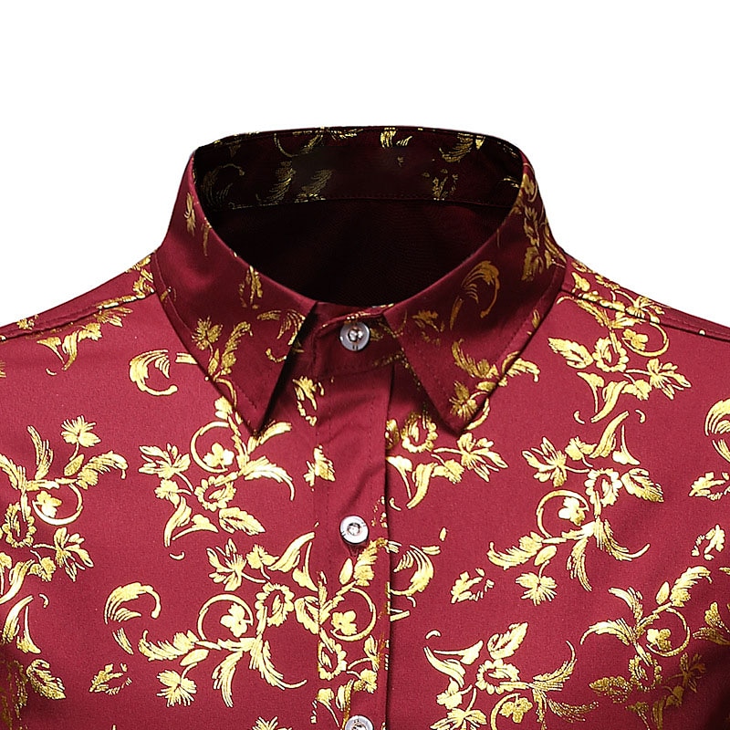 Men's Tuxedo Shirts Floral Party Outdoor Wine Black White Dark Blue Long Sleeve Turndown Spring Fall Clothing Apparel Print 2025 - $24.83 –P9