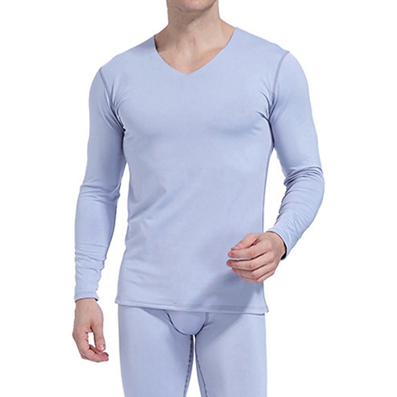 Herr Beställ två storlekar större Termiskt underställ Sovkläder Termiskt set 1set Ren färg Stylish Ledigt Komfort Hem Dagligen Polyester Komfort Varm V-hals Långärmad Höst Vinter Svart Vin 2025 - $9.49 –P9
