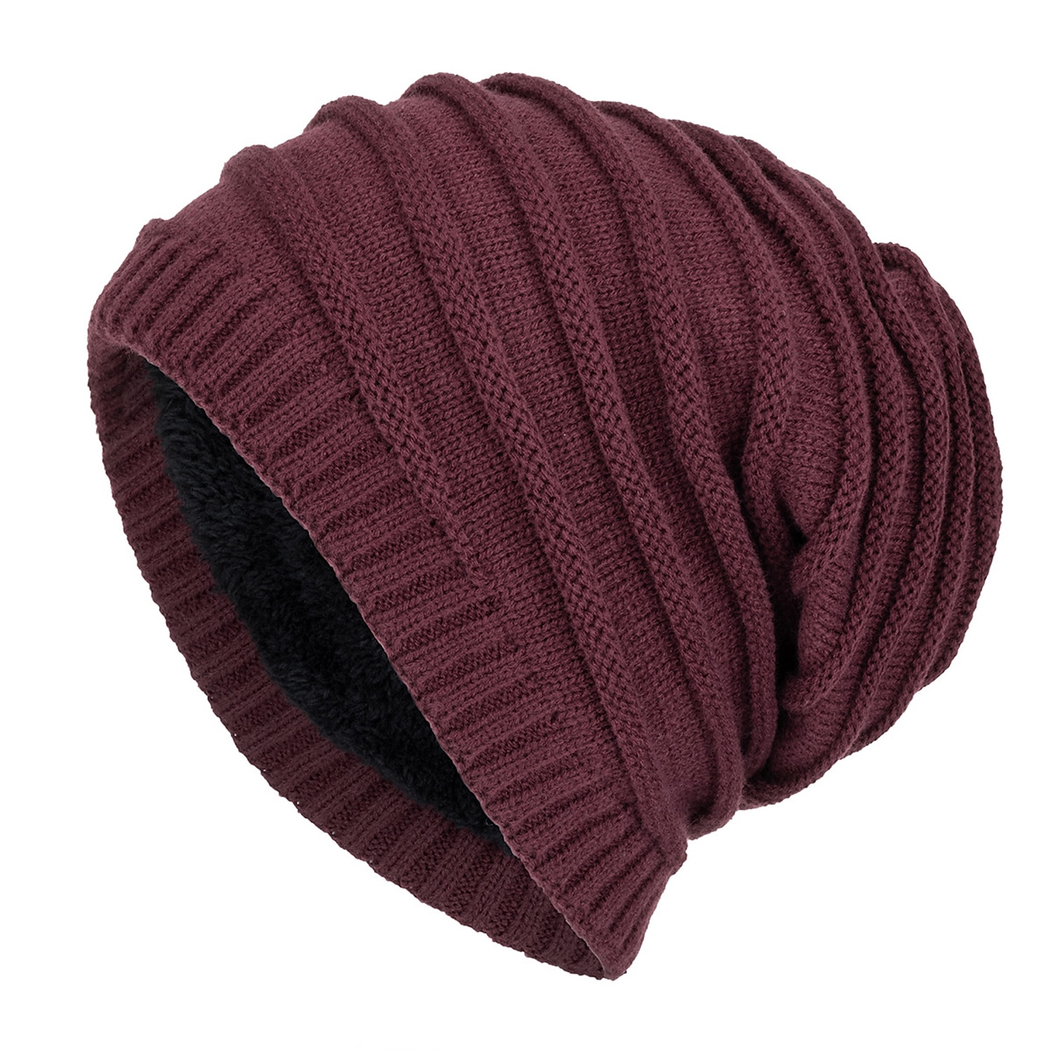 Herr Mössa Vinter hattar Holk Sticka manschetter Svart Vin Akrylik Fiber Stickat Fleece Mode Traditionell / Klassisk Friluftskläder Ledigt / vardag Slät Varm 2025 - $16.49 –P2