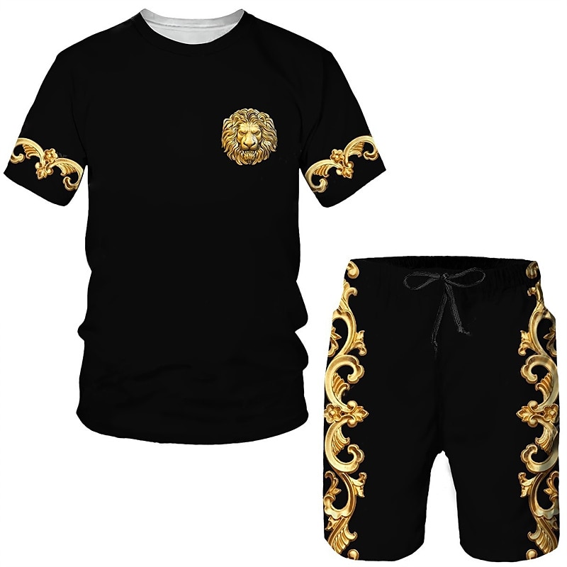 Bărbați Grafic 2 buc Seturi de tricouri Seturi potrivite Manșon scurt Pantaloni scurti Stil Nautic Designer Casual Comfortabil În aer liber Vacanță Zilnic Imprimare 3D Primavara vara Galben Deschis 2025 - $30.99 –P1