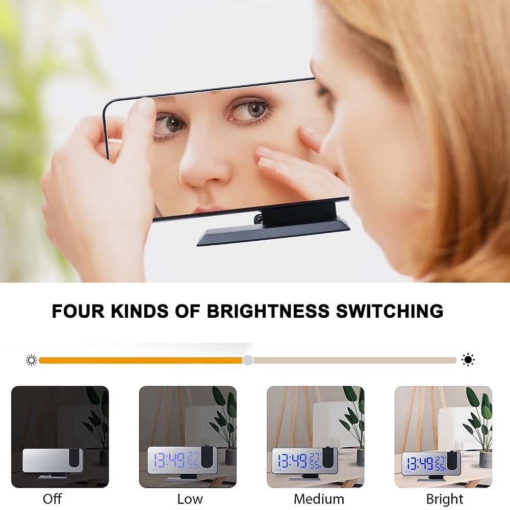 LED Digital Projection Alarm Clock Electronic Alarm Clock with Projection FM Radio Time Projector Bedroom Bedside Mute Clock 2025 - $44.99 –P4