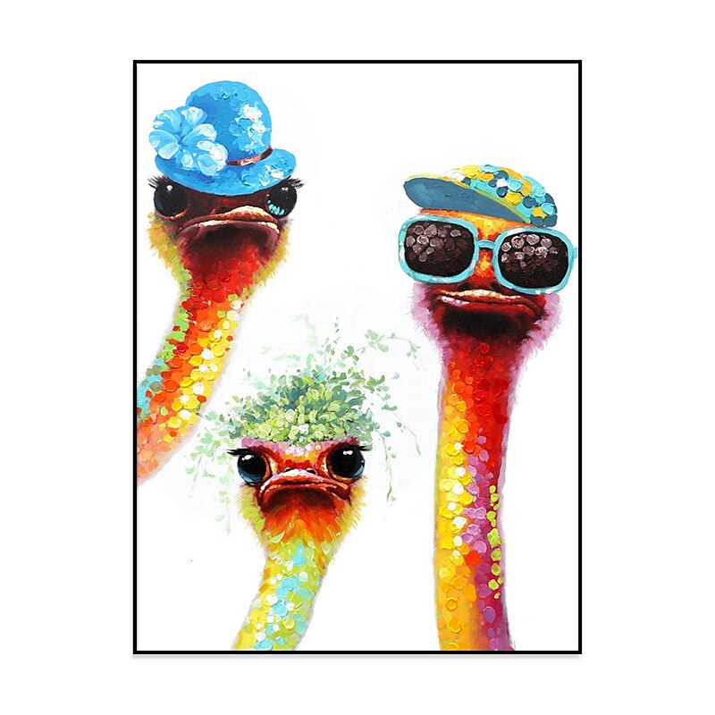 Handmade Oil Painting Canvas Wall Art Decoration Modern Cute Animal Ostrich Family for Home Decor Rolled Frameless Unstretched Painting 2026 - $110.99 –P5