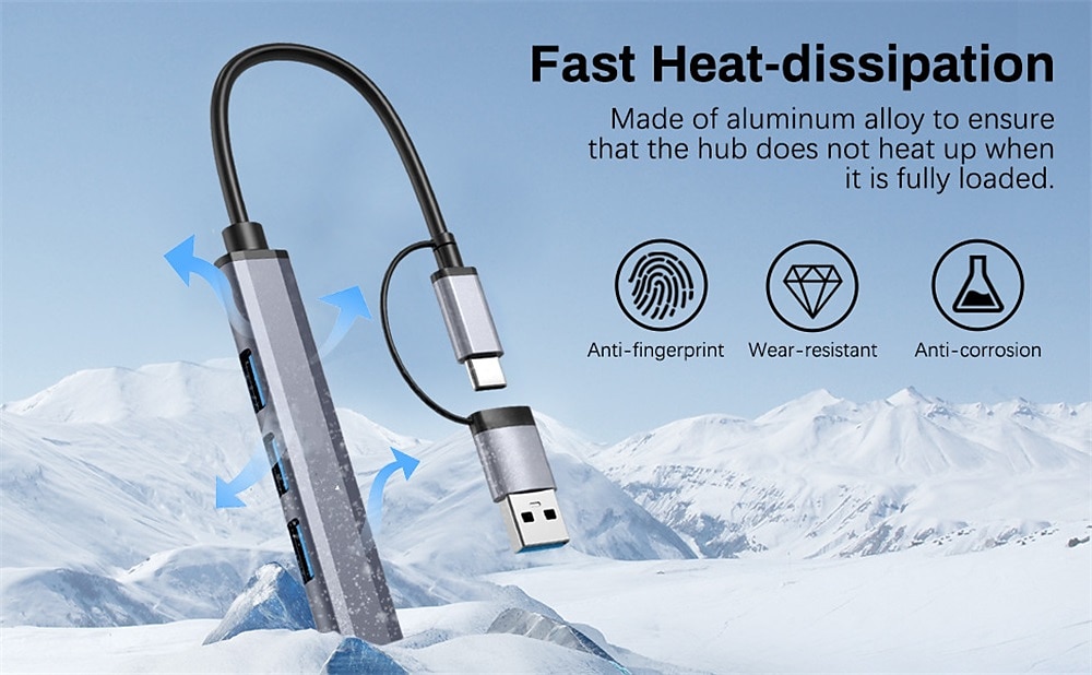 концентратор usb 3.0 4/7-портовый для ноутбука сплиттер концентратора usb c многопортовый адаптер для macbook компактный USB-концентратор данных для mac pro mini ipad pro surface pro lash drive mobile 2025 - $16.99 –P4