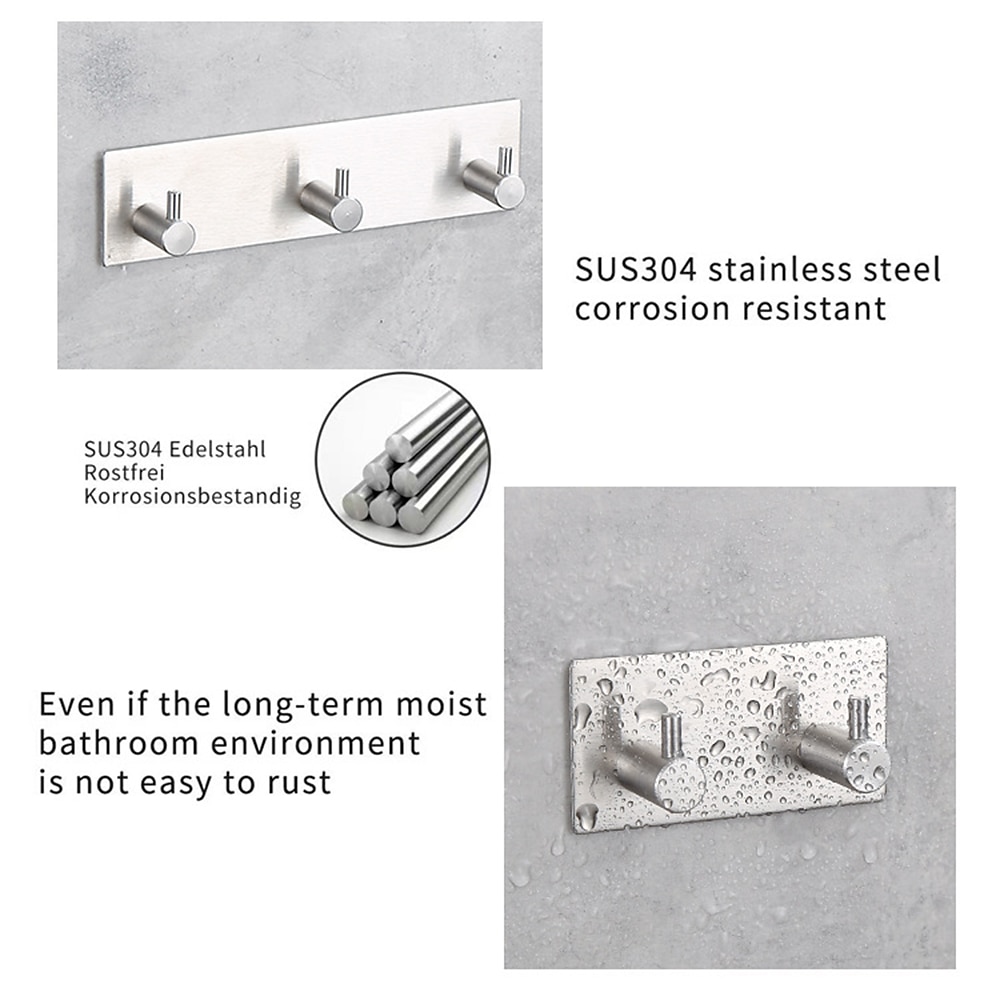 ganchos de pared autoadhesivos ganchos para batas baño 304 gancho de acero inoxidable cocina baño gancho perforado libre gancho único puerta trasera metal perchero 2025 - $9.99 –P3