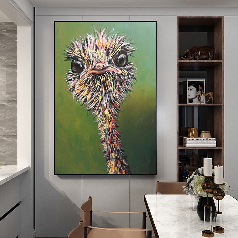 Handmade Oil Painting Canvas Wall Art Decoration Modern Cute Animal Ostrich Family for Home Decor Rolled Frameless Unstretched Painting 2026 - $110.99 –P10