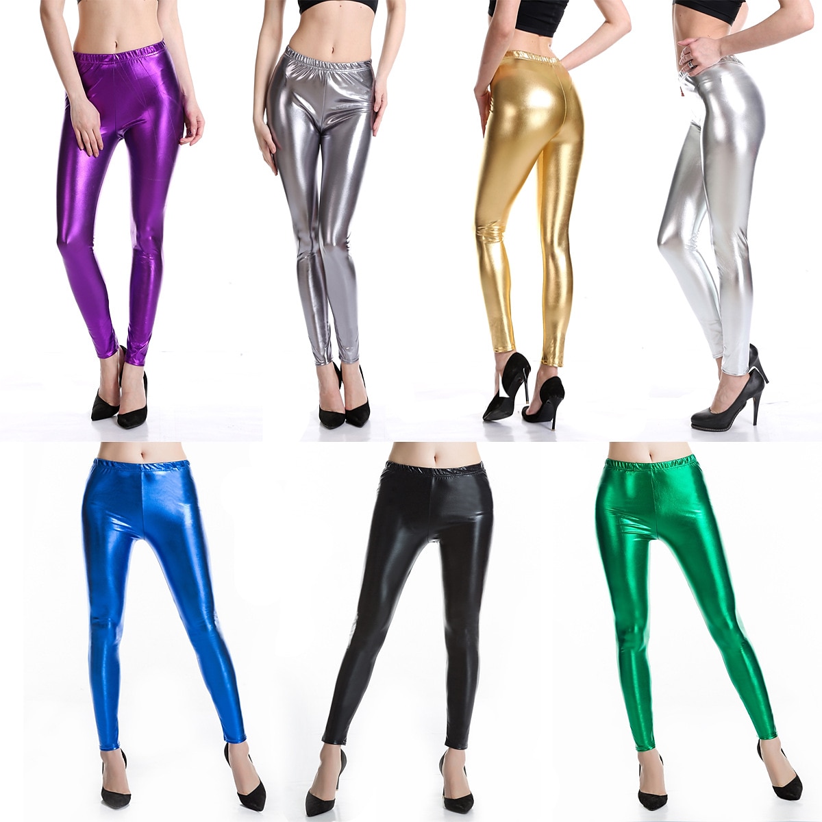 80s Shiny Metallic Leggings Pants