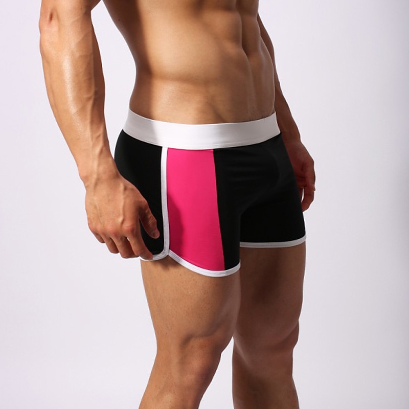 Herren Bademode Badehosen Elastische Taille Farbblock Buchstabe Atmungsaktiv Weich Einfach Komfort Weiß Rosa 2025 - $13.99 –P5