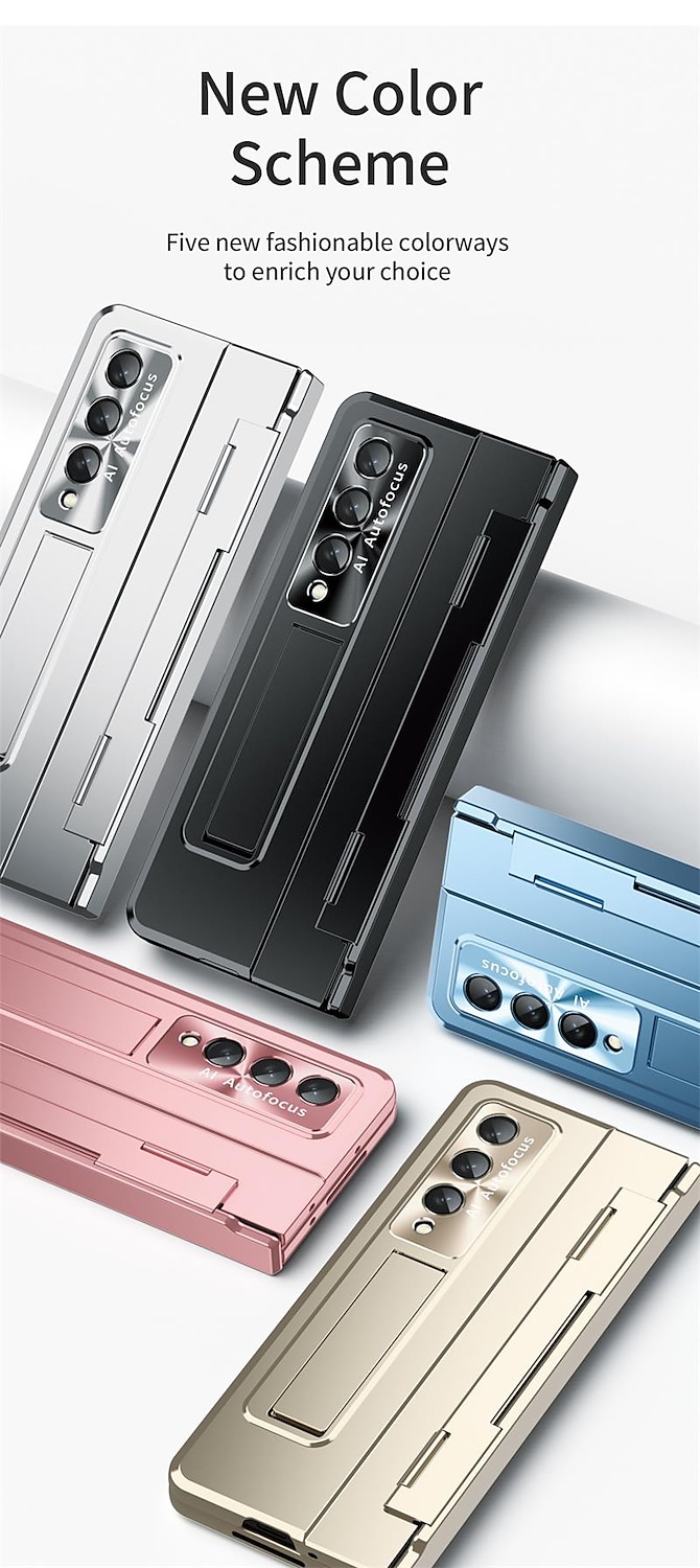 телефон Кейс для Назначение SSamsung Galaxy Z-сгиб 6 Z Fold 5 Z Fold 4 Z Fold 3 Чехол со стендом Флип Полная защита тела Однотонный ПК 2025 - $34.99 –P11
