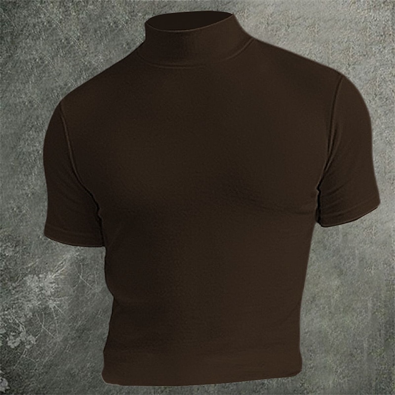 Homme T-shirt Faux col roulé Manches courtes Col roulé Col montant Été Uni Designer Basique Moderne Contemporain Vacances Rue Sortir Noir Bleu gris foncé T-shirt haut de gamme pour homme de 2026 ? $17.99 –P5