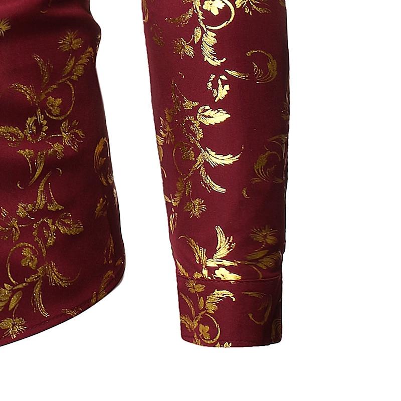 Men's Tuxedo Shirts Floral Party Outdoor Wine Black White Dark Blue Long Sleeve Turndown Spring Fall Clothing Apparel Print 2025 - $24.83 –P12