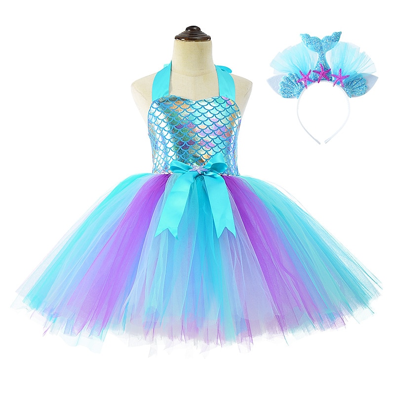 Meerjungfrau Meerjungfrau Ariel Aqua Princess Blumenmädchenkleid Themenparty-Kostüm Tüllkleider Cosplay for Mädchen Kinder Karneval Maskerade Hochzeit Hochzeitsgast 2026 - $39.99 –P2