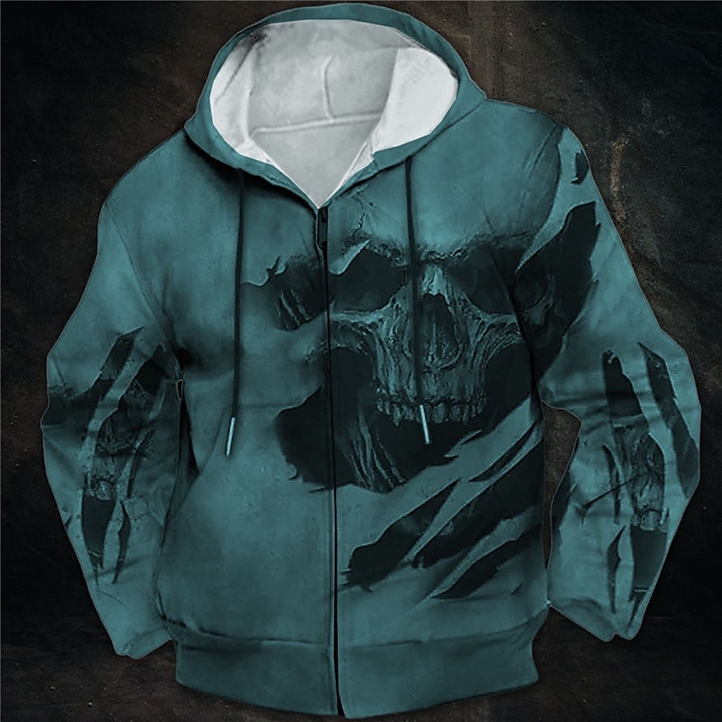 Hombre Cráneos Estampados Sudadera Sudaderas Sudadera con capucha y cremallera completa Manga Larga Sudadera con capucha Con Capucha Ropa de calle Impresión 3D Deporte Diario Deportes Vino Rojo 2025 - $27.99 –P6