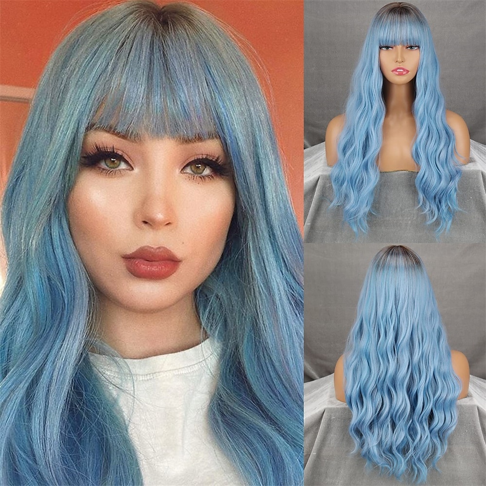 lang oransje parykk med pannelugg bølget krøllet ingefær bangs parykk syntetisk kvinner oransje lang parykk naturlig leter etter daglig og halloween fest 2025 - $29.99 –P10