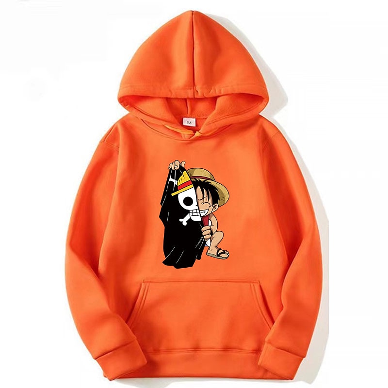 One Piece Monkey D. Luffy Hanorac cu Glugă Anime Desen animat Anime Buzunar frontal Grafică Pentru Pentru cupluri Bărbați Pentru femei Adulți Halloween Carnaval Ștanțare la cald Stradă Zilnic 2025 - $27.99 –P12