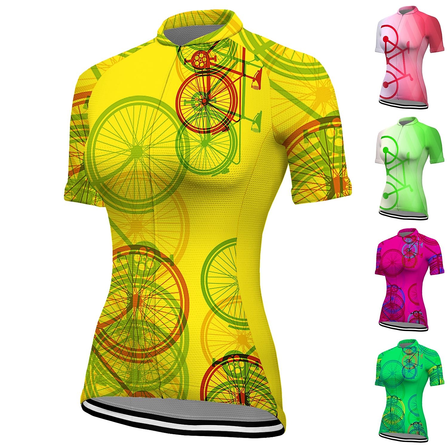 Dam Cykeltröja Kortärmad Cykel Tröja Överdelar med 3 bakfickor Bergscykling Vägcykling Andningsfunktion Snabb tork Fuktabsorberande Reflexremsa Gul Mörkgrön Rosenröd Grafisk sporter Kläder 2025 - $28.99 –P1
