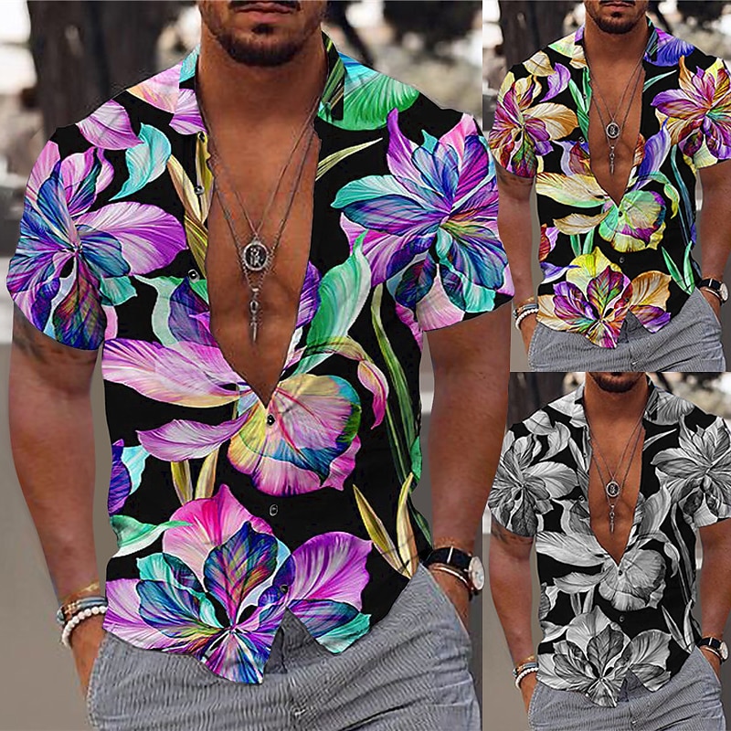 Per uomo Floreale Hawaiano Aloha Camicia Camicia hawaiana Camicia con bottoni Manica corta Di tendenza Originale Informale Esterno Strada Informale Estate Primavera Collo ripiegabile Stampa Bottone del 2025 a $22.99 –P1