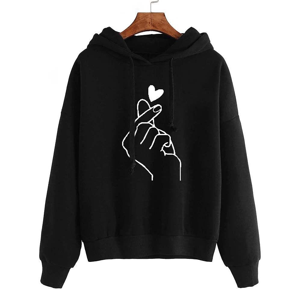 Women's Hoodie Sweatshirt Pullover Basic Graphic Street Casual Hoodie Drawstring Long Sleeve Black Yellow Pink Red Grey Fall & Winter 2025 - $15.99 –P1