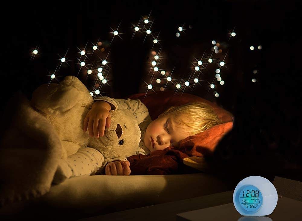 ألوان LED الذكية ساعة منبه رقمية ملونة تتغير مع اللمس للأطفال والأولاد، ساعة منبه تنبيه للنوم مقياس حرارة موسيقى طبيعية هدايا 2025 - $15.49 –P8