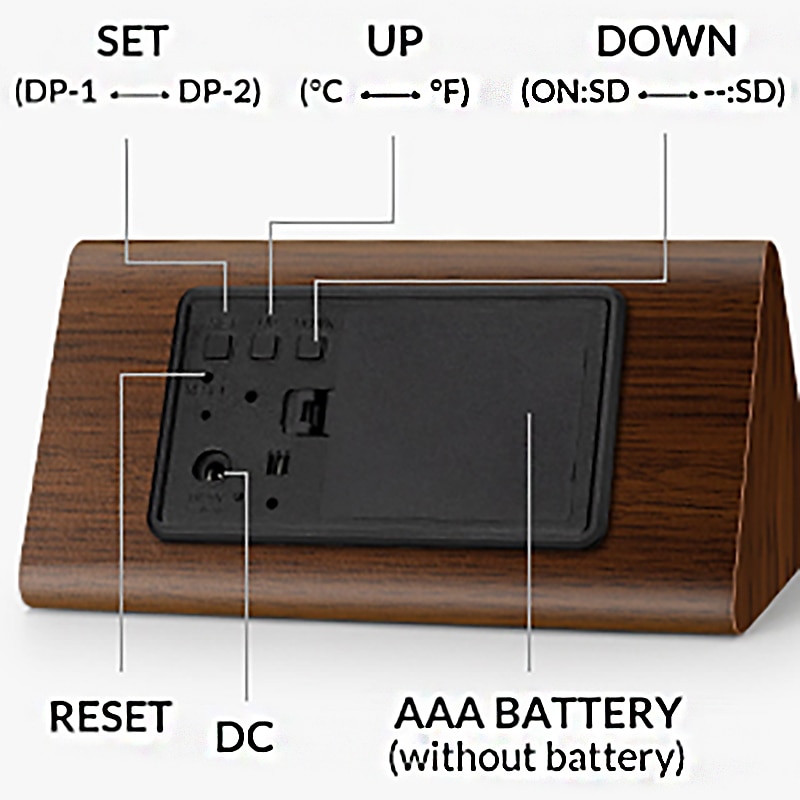 Wooden Digital Alarm Clock with Wooden Electronic LED Time Display 3 Alarm Settings Humidity Temperature Detect Wood Made Electric Clocks for Bedroom 2025 - $28.99 –P7