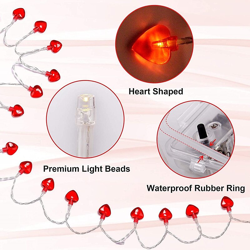 Valentine Lights Heart Shape 3m String Lights 20leds with Remote Controller Romantic Fairy Garland Lamp for Wedding Holiday Party Indoor Outdoor Decor 2025 - $13.49 –P2