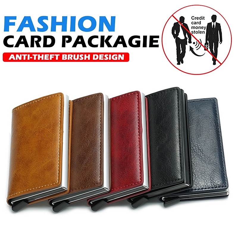 ID Credit Bank Card Holder Wallet Luxury Brand Men Anti Rfid Blocking Protected Magic Leather Slim Mini Small Money Wallets Case 2026 - $13.99 –P2