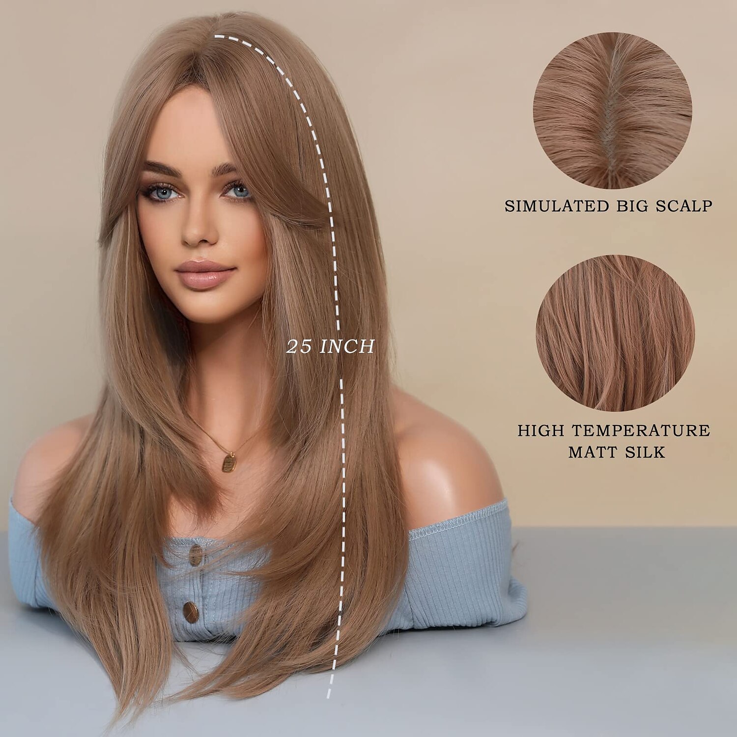 lange 613 blonde pruik met pony rechte pruiken voor vrouwenhittebestendige gelaagde synthetische pruiken voor dagelijks gebruik 2025 - $29.99 –P10