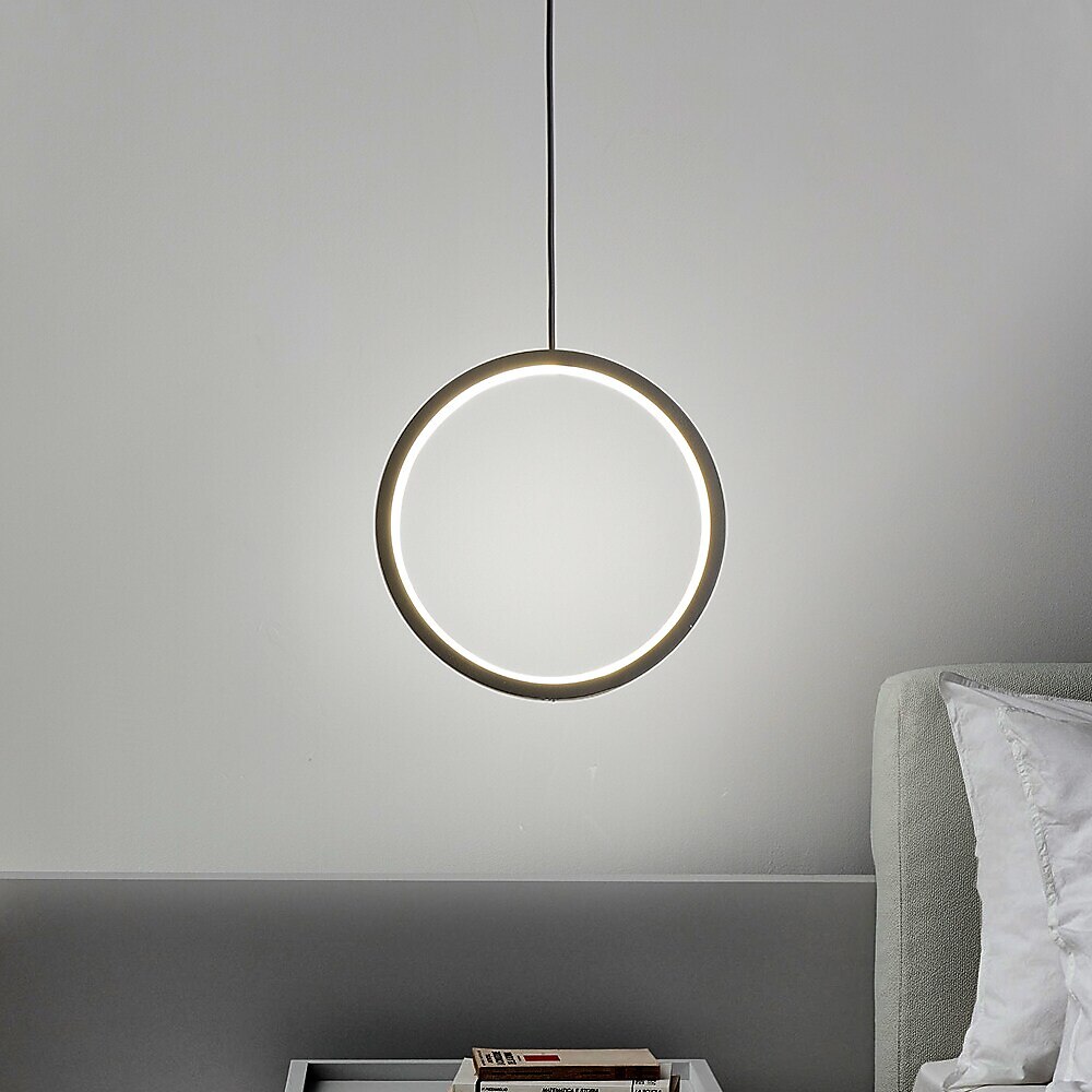 2 pçs 20cm pingente de luz led design círculo luz de cabeceira acabamentos pintados de alumínio moldura branca preta para entrada do quarto sala de jantar moderna 110-120v 220-240v 10w de 2025 por $53.99 –P5