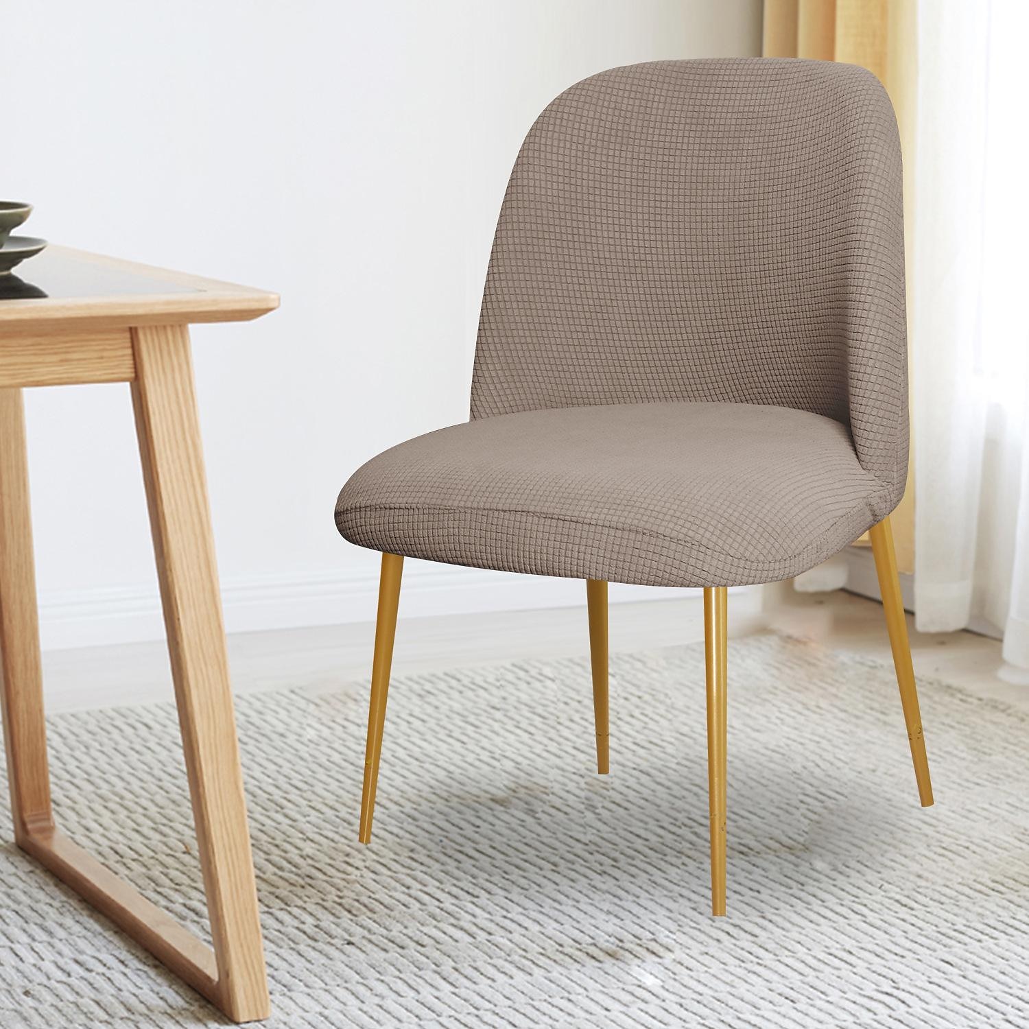 Dining Chair Cover Burgundy Stretch Jacquard Upholstered Side Dining Chair Cover Slipcover Curved Back Mid Century Accent Dining Chair Covers for Kitchen Living Room 2025 - $13.49 –P12