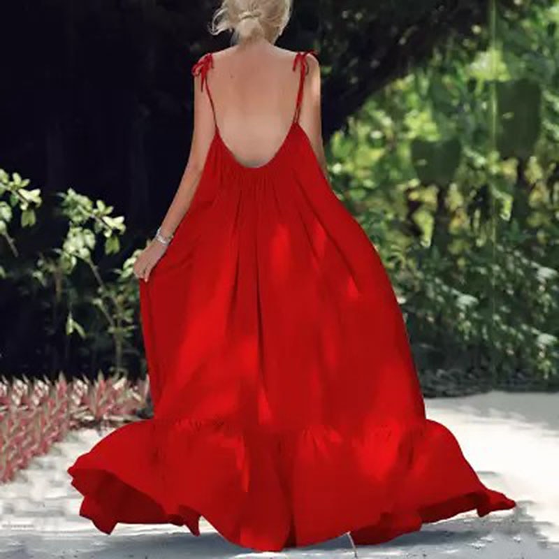 Women's Maxi long Dress Casual Dress Swing Dress Fashion Sexy Dress Vacation Date Loose Fit Pure Color Sleeveless Spaghetti Strap Black White Yellow Red Summer Spring Fall 2025 - $34.99 –P4