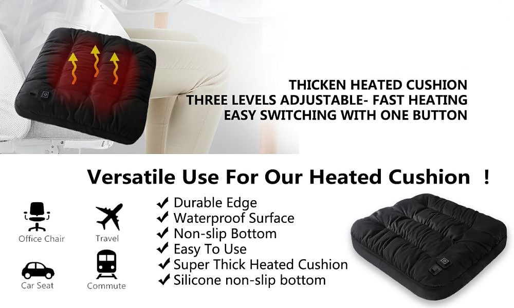 Thicken Seat Cushion,Electric Heated USB Power,Fast Heating,Non