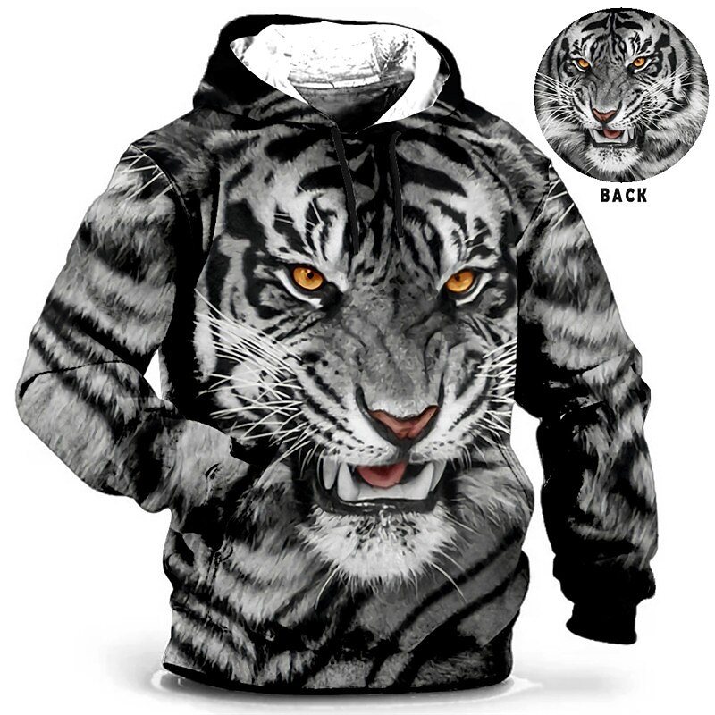 Men's Plus Size Pullover Hoodie Sweatshirt Big and Tall Animal Hooded Pocket Long Sleeve Spring &  Fall Fashion Streetwear Basic Comfortable Work Daily Wear Tops 2026 - $28.99 –P1
