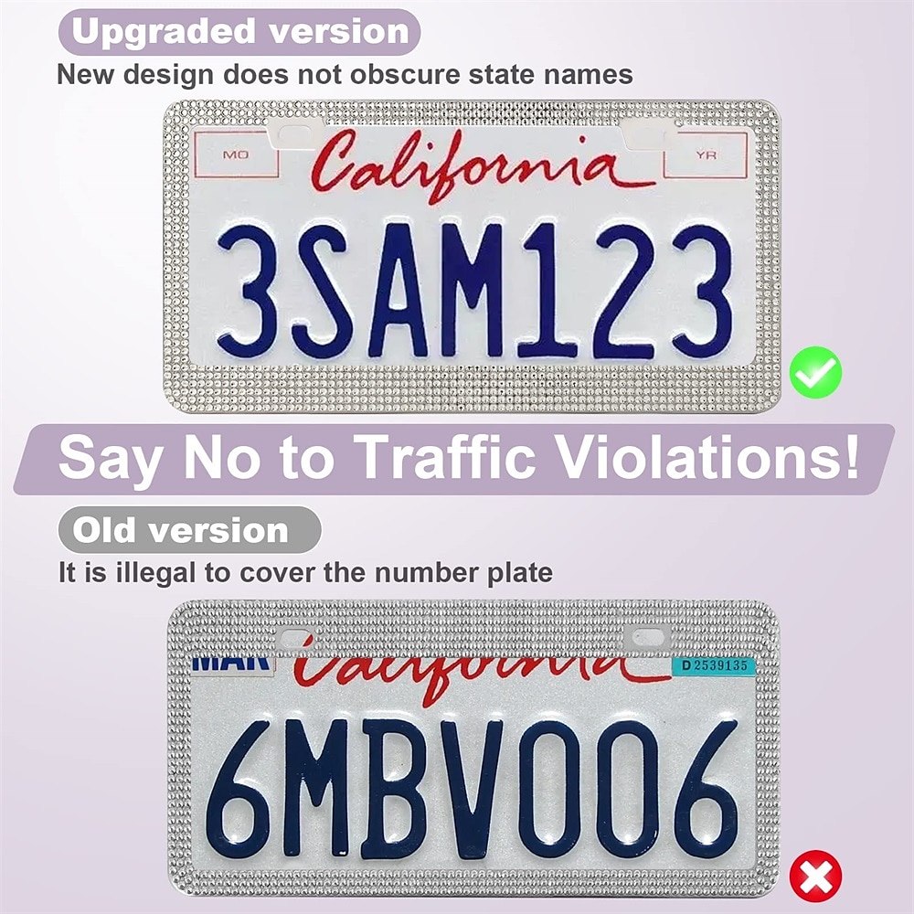 2 Pack Bling License Plate Frames for Women Sparkly Rhinestone Diamond Car Accessories for Women Handcrafted Stainless Steel Car License Plate Cover with Glitter Crystal Caps 2026 - $35.99 –P2