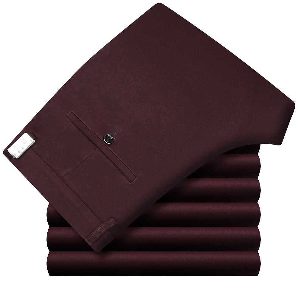 Herren Anzughosen Hose Hosen Tasche Gerade geschnitten Glatt Hochzeit B¨¹ro Arbeit Baumwollmischung Schick & Modern Ausgefallene Weiß Wein Hoher Taillenbund Mikro-elastisch 2025 - $25.99 –P5