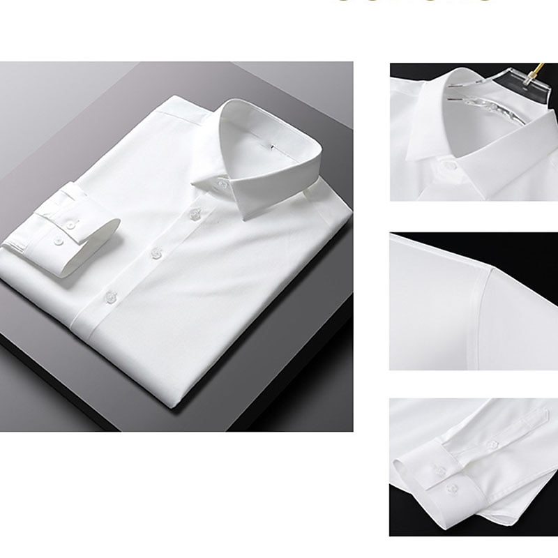 Homme Chemise Chemise sans repassage Mariage Bureau et carrière Noir Blanche Vert Claire Marine foncé manche longue Revers Printemps Automne Vêtement Tenue de 2026 ? $32.99 –P10