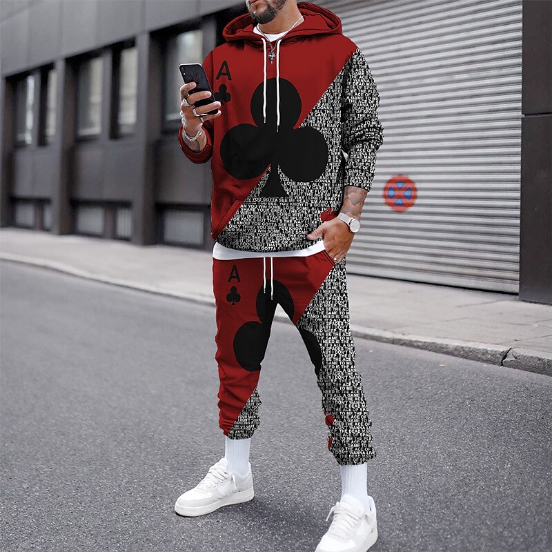 Homens Gráfico Pôquer 2pcs Conjuntos de moletom 3D Moletom Moletons Manga Longa Calças compridas Com Capuz Roupa de rua Designer Básico Desportos e Ar livre Casual Esportes Imprimir Primavera Outono de 2025 por $38.99 –P4